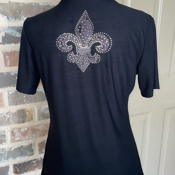 Embellished Rhinestone French Quarter Mardi Gras New Orleans Fleur De Lis Top SM - Picture 5 of 13
